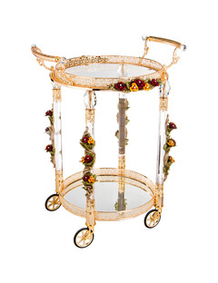 Столик на колесиках 91 см "красные цветы"