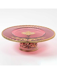 Блюдо на ножке розовое
