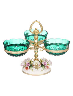 Менажница трехсекционная на ножке 11,5 см зеленая