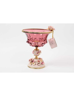 Конфетница розовая 21,5 см