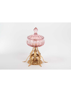 Конфетница 16 см розовая с крышкой