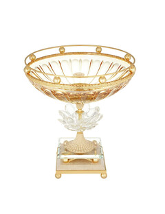 Ваза для фруктов на ножке янтарная 35 см